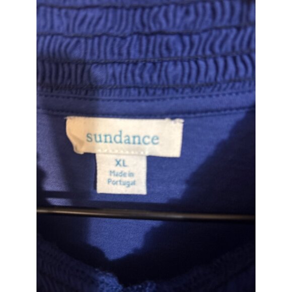 Sundance Womens Blue Smocked Long Sleeve Top XL Cotton - Picture 4 of 5